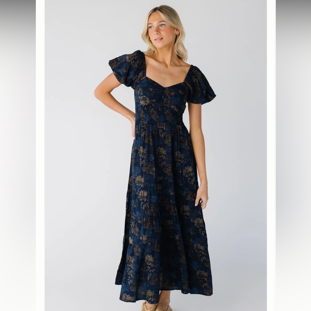 Elegant Navy Floral Maxi Dress